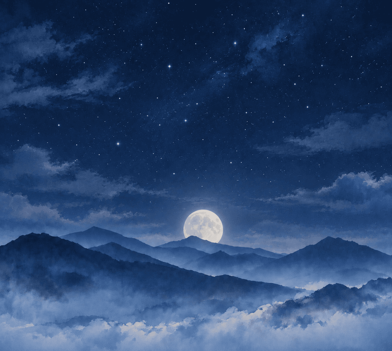 چشم‌انداز کوهستان در شب